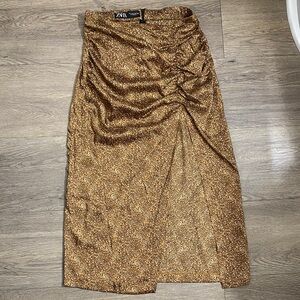 Zara Animal Print Brown Pencil Skirt
